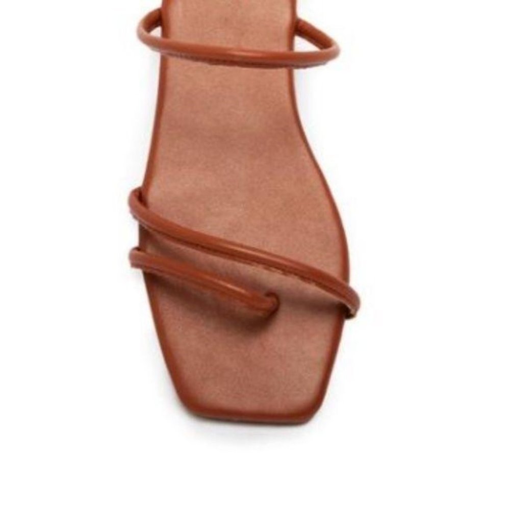 Square Toe Strappy Slide Sandals in Brick Brown - Picture 6 of 6